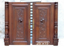 Load image into Gallery viewer, Pair Antique French Hand Carved Solid Wood Doors Panels Gothic Chimera Salvage
