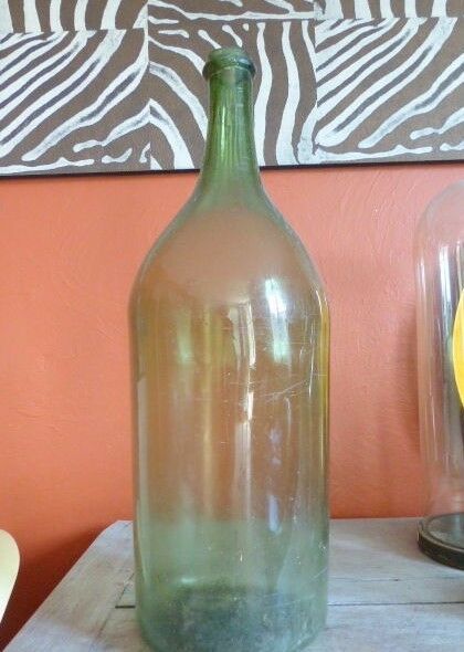 HUGE Antique french wine bottle hand blown glass 1880 demiJohn Dame Jeanne 23