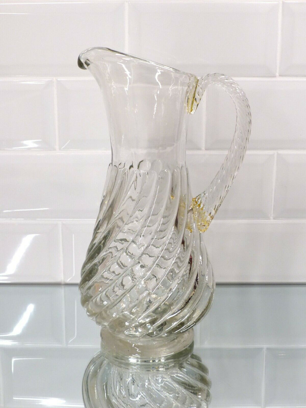 Gorgeous Water Jug Pitcher Blowned Glass Late 19TH Similar Model Bambou Baccarat