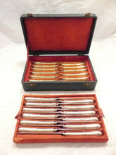 Load image into Gallery viewer, CHRISTOFLE OMG Rare set 24 French Dessert Fruits knives Silver &amp; Gold plated BOX
