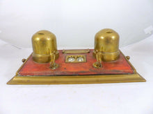 Load image into Gallery viewer, LARGE Antique French Brass Inkwell 1920 Desk - Rare Change the Date - Office
