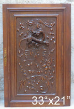 Load image into Gallery viewer, LARGE 33&quot; Antique French Carved Solid Wood Doors Panels Gothic Chimera Salvage
