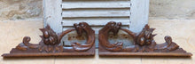 Load image into Gallery viewer, Pair Antique French Hand Carved Solid Wood Trim Parts Gothic Chimera Salvage
