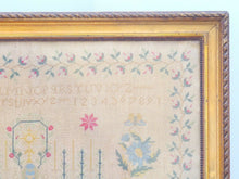 Load image into Gallery viewer, OMG Antique 19TH French Folk Art Sewing Stitchery Embroidery Alphabet 1842 RARE
