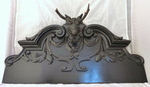 Load image into Gallery viewer, XL Antique Hand Carved Black Forest Pediment RARE 31&quot; Hunting Horns Stag 19th
