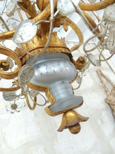 Load image into Gallery viewer, Excpt. MAISON BAGUES French Mid-Century Gilt Iron Floral Lyre Chandelier Chinese
