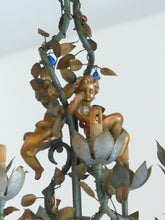 Load image into Gallery viewer, HUGE Italian Chandelier Rare Pair Gilded Cherub Floral them 10 lights Early 20TH
