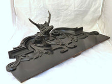 Load image into Gallery viewer, XL Antique Hand Carved Black Forest Pediment RARE 31&quot; Hunting Horns Stag 19th
