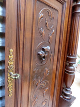 Load image into Gallery viewer, Pair Antique French Hand Carved Solid Wood Doors Panels Gothic Chimera Salvage
