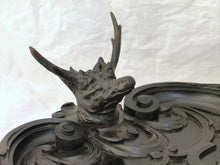 Load image into Gallery viewer, XL Antique Hand Carved Black Forest Pediment RARE 31&quot; Hunting Horns Stag 19th
