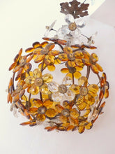 Load image into Gallery viewer, Vintage French Amber Flower Prisms Maison Bagues Style Antique Chandelier Lustre
