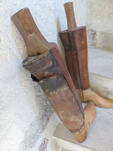 Load image into Gallery viewer, Large Antique Pair French Authentic Riding Boot Trees Solid Wood and Leather
