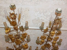 Load image into Gallery viewer, Large Antique FRENCH Pair Gilded Brass Wall Light Sconces with grapes vine 19TH
