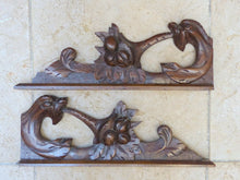 Load image into Gallery viewer, Pair Antique French Hand Carved Solid Wood Trim Parts Gothic Chimera Salvage
