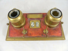 Load image into Gallery viewer, LARGE Antique French Brass Inkwell 1920 Desk - Rare Change the Date - Office
