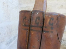 Load image into Gallery viewer, Large Antique Pair French Authentic Riding Boot Trees Solid Wood and Leather
