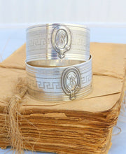 Load image into Gallery viewer, PAIR Antique French Sterling Silver Napkin Ring Highly Guilloche Style Cartouche
