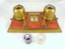 Load image into Gallery viewer, LARGE Antique French Brass Inkwell 1920 Desk - Rare Change the Date - Office
