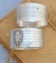 Load image into Gallery viewer, PAIR Antique French Sterling Silver Napkin Ring Highly Guilloche Style Cartouche
