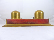 Load image into Gallery viewer, LARGE Antique French Brass Inkwell 1920 Desk - Rare Change the Date - Office
