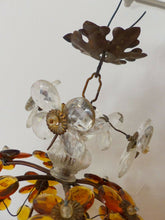 Load image into Gallery viewer, Vintage French Amber Flower Prisms Maison Bagues Style Antique Chandelier Lustre
