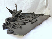 Load image into Gallery viewer, XL Antique Hand Carved Black Forest Pediment RARE 31&quot; Hunting Horns Stag 19th
