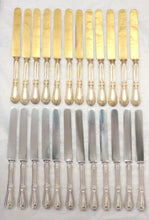 Load image into Gallery viewer, CHRISTOFLE OMG Rare set 24 French Dessert Fruits knives Silver &amp; Gold plated BOX
