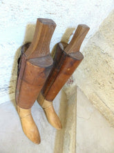 Load image into Gallery viewer, Large Antique Pair French Authentic Riding Boot Trees Solid Wood and Leather
