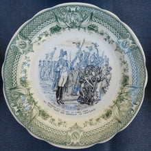 Load image into Gallery viewer, Vintage French 12pc Cabinet Plate Set Napoleon Military Theme Sarreguemines 7.5&quot;
