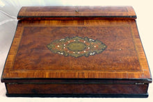 Load image into Gallery viewer, Antique French Napoleon III Marquetry Inlay 13&quot; Ecritoire Writer&#39;s Box Boulle
