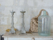 Load image into Gallery viewer, 23&quot; Pair of Large 19th century French Church Candlesticks - Brass &amp; Grey Patina
