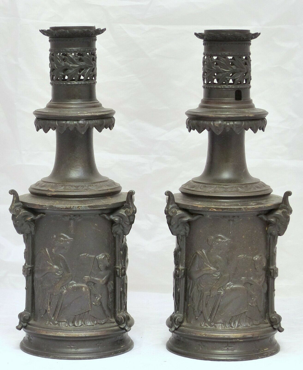 SUPERBE PAIRE DE LAMPES A REGULATEUR XIXème - PAIR OF LAMPS XIXth  Antique Theme