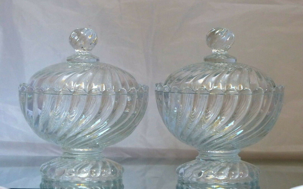 BACCARAT BAMBOU - Gorgeous PAIR 2x Candy Box Crystal Covered Box Bamboo 1930