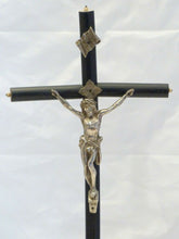 Load image into Gallery viewer, 19TH Antique French 1860 Turned Blacked Wood Christ Crucifix Religious 20&quot; tall
