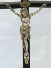 Load image into Gallery viewer, 19TH Antique French 1860 Turned Blacked Wood Christ Crucifix Religious 20&quot; tall
