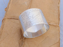 Load image into Gallery viewer, 19TH Antique French Sterling Silver Napkin Ring Highly Guilloche Style Cartouche
