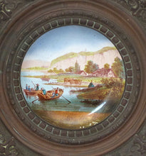 Load image into Gallery viewer, 12&quot; Rare Antique 19TH French handpainted PLATE Copper framed sign. CHOISY LE ROY
