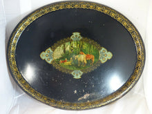 Load image into Gallery viewer, 28&quot; Antique 19th C. French Victorian Hand Painted Tole Metal Toleware Oval Tray
