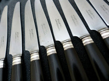 Load image into Gallery viewer, Antique French Set 24x knives Sterling Collar Table Dessert Ebony Handles 19TH
