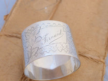 Load image into Gallery viewer, 19TH Antique French Sterling Silver Napkin Ring Highly Guilloche Style Cartouche
