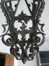 Load image into Gallery viewer, 30&quot; XL French Lantern Gothic Castle Tole Iron Late 19TH Chandelier Ceiling
