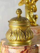 Load image into Gallery viewer, ANCIEN ENCRIER BRONZE &amp; MARBRE XIXè ANGELOT / ANTIQUE INKWELL DESK 19th CHERUB
