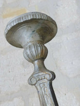 Load image into Gallery viewer, 23&quot; Pair of Large 19th century French Church Candlesticks - Brass &amp; Grey Patina
