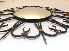 Load image into Gallery viewer, OMG RARE Mid-Century French Round Iron Framed Convex Mirror 1950
