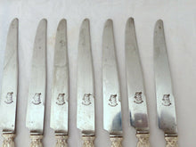 Load image into Gallery viewer, Antique French LouisXVI 12pc Dinner Knife Set Sterling Silver &amp; Ebony Steel 19TH
