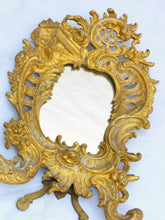 Load image into Gallery viewer, ANTIQUE 19TH FRENCH GILT BRONZE DRESSING TABLE MIRROR PUTTI CHERUB Napoleon III
