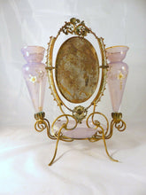 Load image into Gallery viewer, Antique Opalescent Enamel Baguier Jewelry Stand Napoleon III Era Vase Mirror
