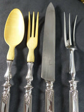 Load image into Gallery viewer, Antique French Sterling Silver 4pieces Salad &amp; Carving Set Napoleon III era 1870
