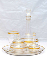 Load image into Gallery viewer, BACCARAT- ANTIQUE SET NIGHT SERVICE 19TH French Blowned Crystal Gilded 5 pieces
