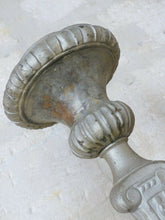 Load image into Gallery viewer, 23&quot; Pair of Large 19th century French Church Candlesticks - Brass &amp; Grey Patina
